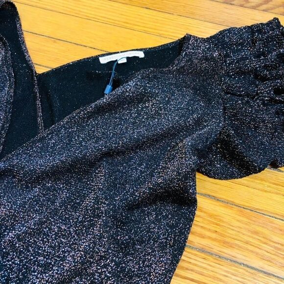 Rebecca Minkoff Marla Sweater Ruffled Wrap Sparkle - Picture 6 of 8